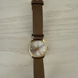 Gucci Gold and Brown Leather Watch